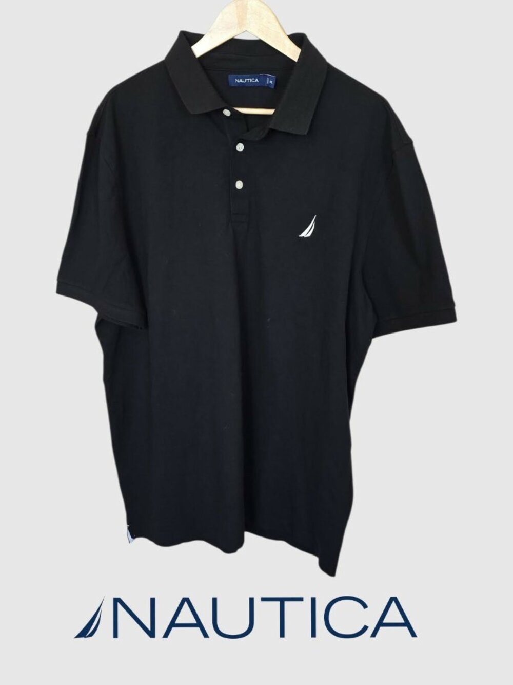NAUTICA Black Shortsleeve  Polo Shirt Dress Casual Shirt Mens XXL